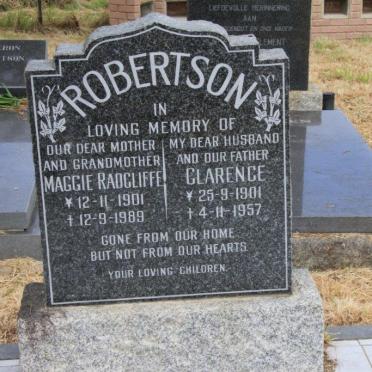 ROBERTSON Clarence 1901-1957 &amp; Maggie Radcliffe 1901-1989