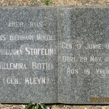 BOTHA Johanna Stofelina Willemina nee KLEYN 1865-1953