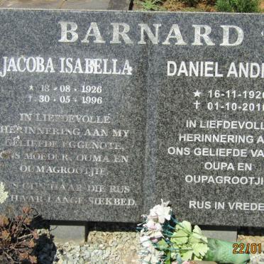 BARNARD Daniel Andries 1926-2010 &amp; Jacoba Isabella 1926-1996