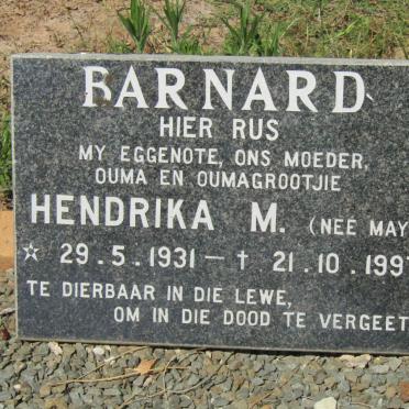 BARNARD Hendrika M. nee MAY 1931-1997