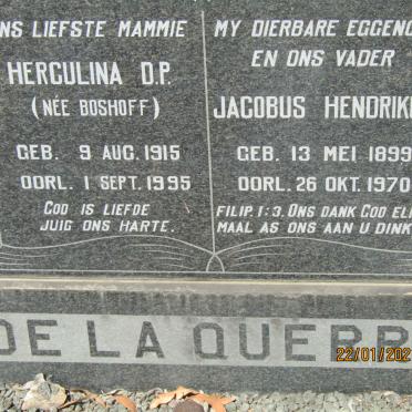 QUERRA Jacobus Hendrikus, de la 1899-1970 &amp; Herculina D.P. BOSHOFF 1915-1995