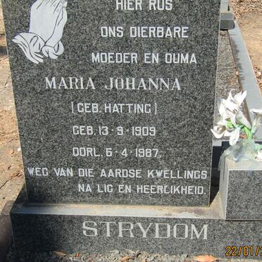 STRYDOM Maria Johanna nee HATTING 1909-1987