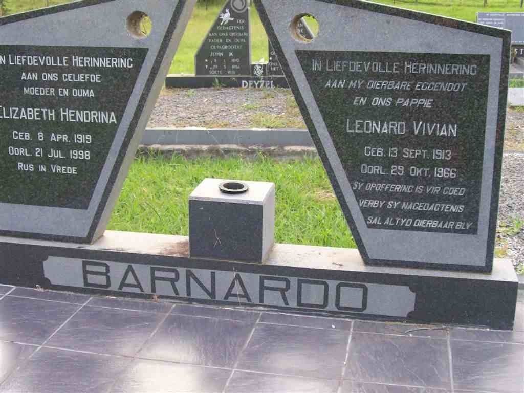 BARNARDO Leonard Vivian 1913-1966 & Elizabeth Hendrina 1919-1998