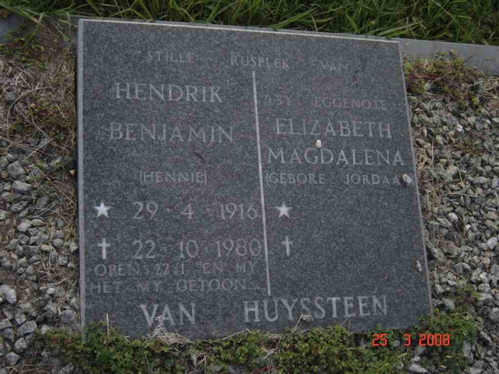 HUYSSTEEN Hendrik Benjamin 1916-1980 & Elizabeth Magdalena JORDAAN
