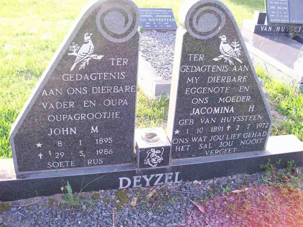 DEYZEL John M. 1895-1986 & Jacomina H. VAN HUYSSTEEN 1891-1972