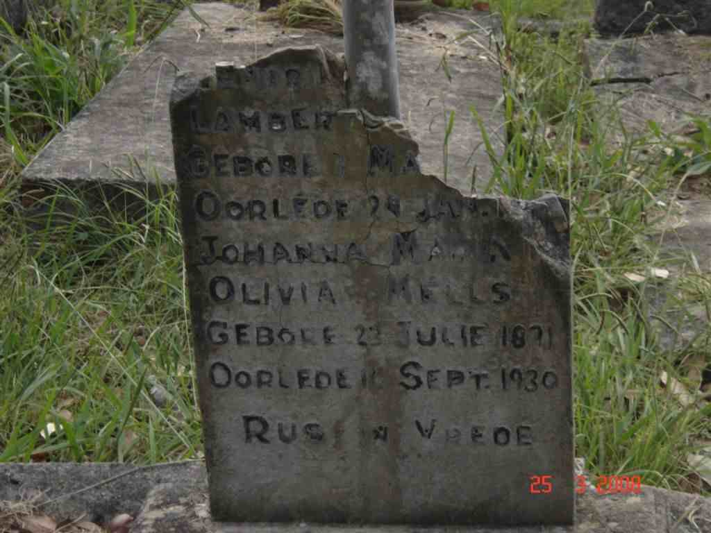 MELLS Johanna Maria Olivia 1871-1930 :: ? Lambert -??