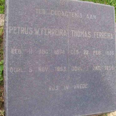 FERREIRA Petrus W. 1874-1953 :: FERREIRA Thomas 1885-1855