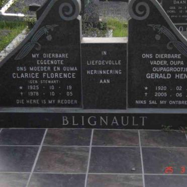 BLIGNAUT Gerald Henry 1920-2005 &amp; Clarice Florence STEWART 1925-1978