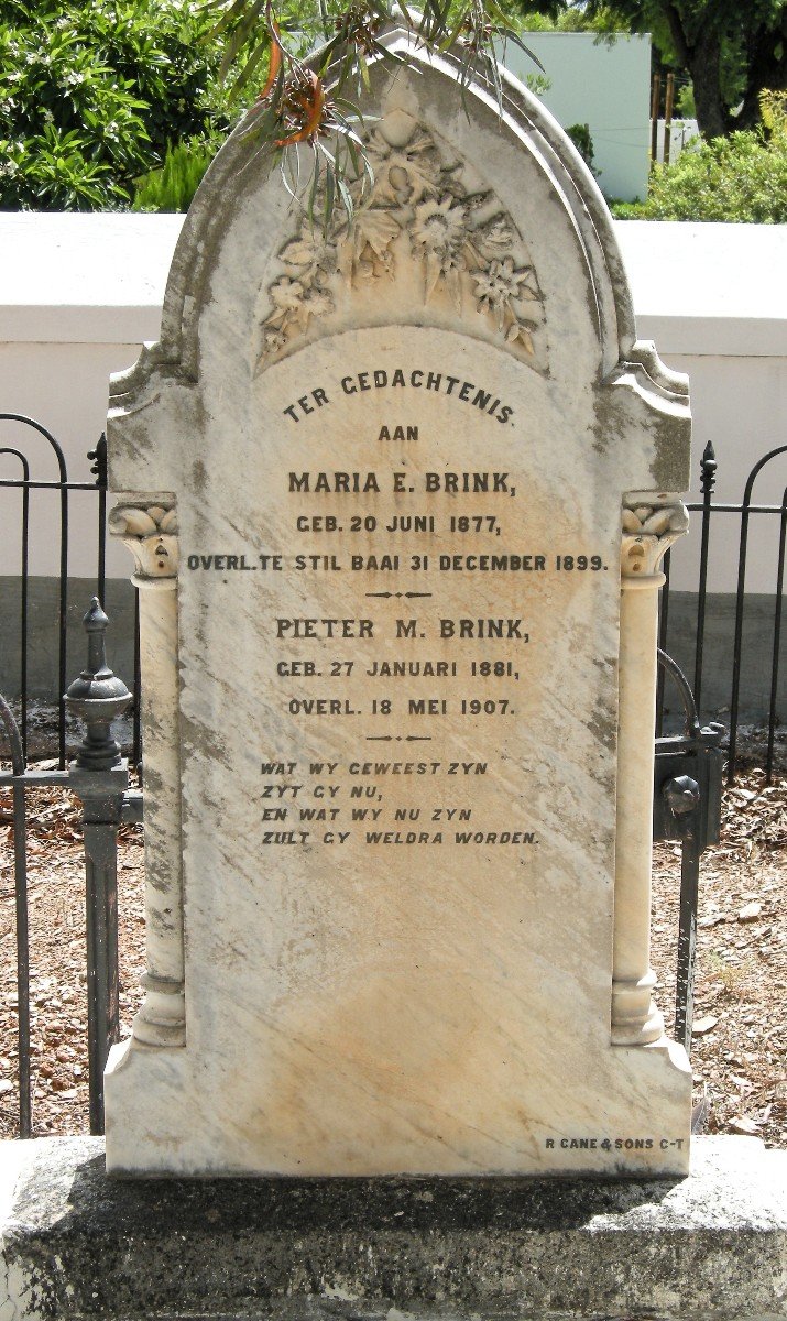 BRINK Pieter M. 1881-1907 & Maria E. 1877-1899