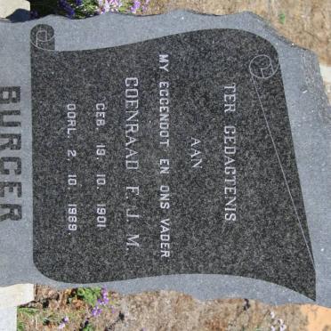 BURGER Coenraad F.J.M. 1901-1969 :: BURGER Catharina Wilhelmina Christina nee ENGELBRECHT 1929-1992