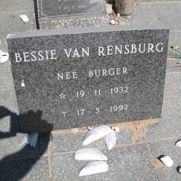 RENSBURG Bessie, van nee BURGER 1932-1992