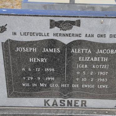 KASNER Joseph James Henry 1898-1991 &amp; Aletta Jacoba Elizabeth KOTZÉ 1907-1983
