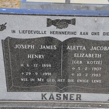 KASNER Joseph James Henry 1898-1991 &amp; Aletta Jacoba Elizabeth KOTZÉ 1907-1983