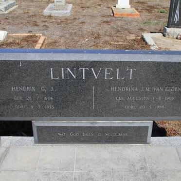 LINTVELT Hendrik G.J. 1906-1975 &amp; Hendrina J.M. Van Eeden AUGUSTYN 1909-1988
