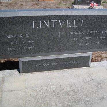 LINTVELT Hendrik G.J. 1906-1975 &amp; Hendrina J.M. VAN EEDEN nee AUGUSTYN 1909-1988