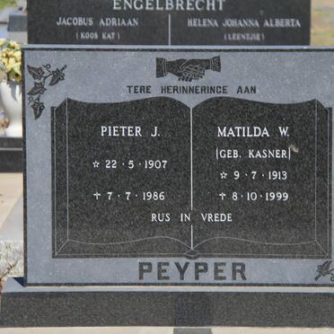 PEYPER Pieter J. 1907-1986 &amp; Matilda W. KASNER 1913-1999