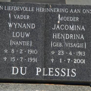 PLESSIS Wynand Louw, du 1910-1991 &amp; Jacomina Hendrina VISAGIE 1913-2001