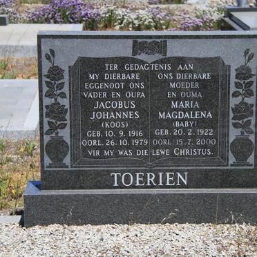 TOERIEN Jacobus Johannes 1916-1979 &amp; Maria Magdalena 1922-2000