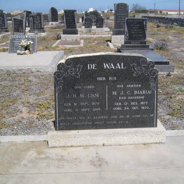 WAAL J.H.M., de 1878-1968 &amp; M.J.C. HANEKOM 1977-1970