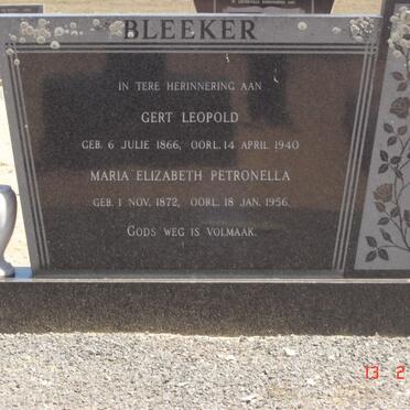 BLEEKER Gert Leopold 1866-1940 &amp; Maria Elizabeth Petronella 1872-1956