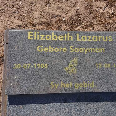 LAZARUS Elizabeth nee SAAYMAN 1908-1997