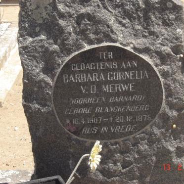 MERWE Barbara Cornelia, v.d. nee BARNARD born BLANCKENBERG 1907-1975