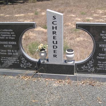 SCHREUDER Johannes Hendrik Matthys 1929-2006 &amp; Myrtle Adelaide WELMAN 1931-