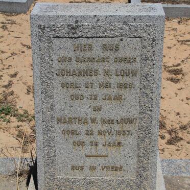 LOUW Johannes M. -1929 &amp; Martha W. LOUW -1937