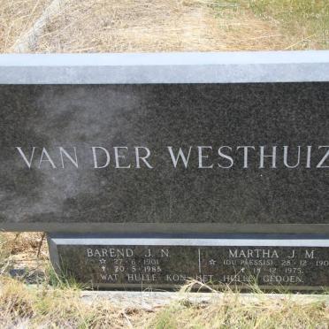 WESTHUIZEN Barend J.N., van der 1901-1985 &amp; Martha J.M. DU PLESSIS 1905-1975