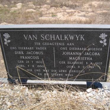 SCHALKWYK Dirk Jacobus Francois, van 1902-1990 &amp; Johanna Jacoba Magrietha SLABBER 1905-1989