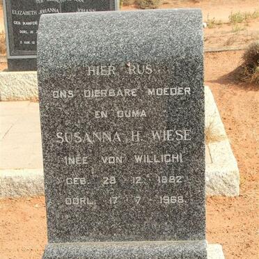 WIESE Susanna H. nee VON WILLIGH 1882-1968