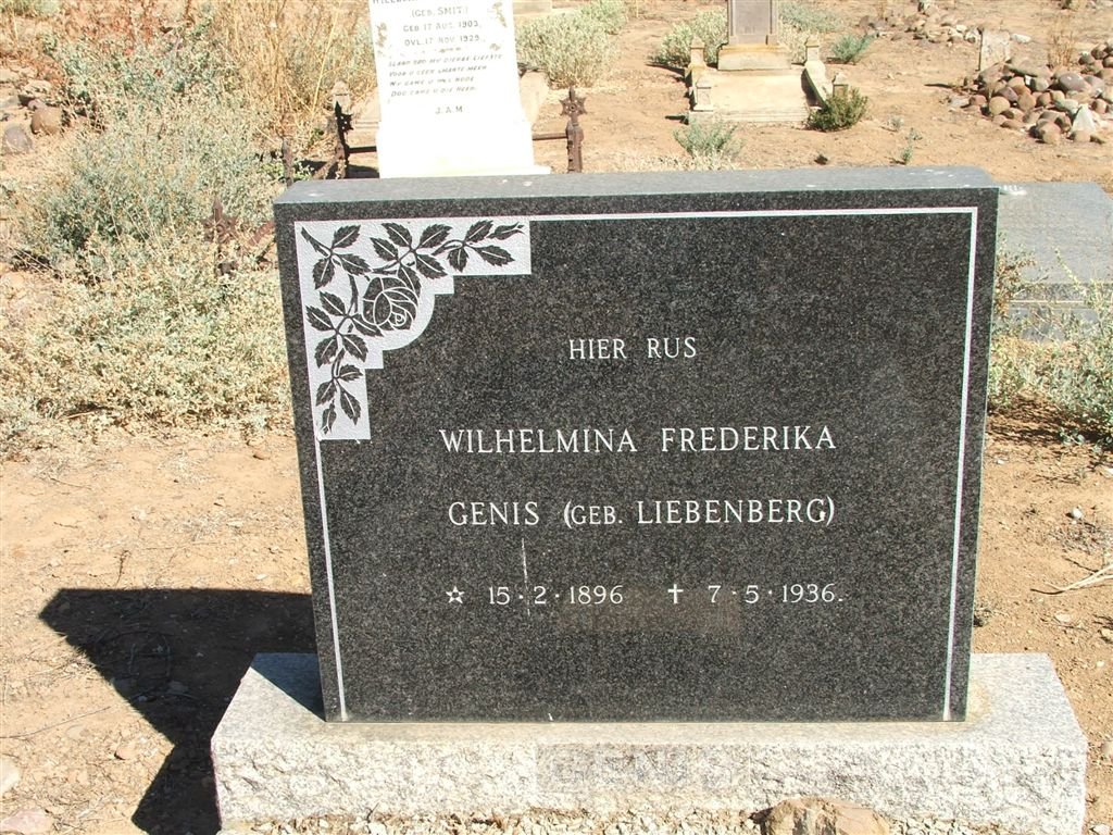 GENIS Wilhelmina Frederika nee LIEBENBERG 1896-1936