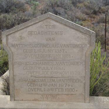 TONDER Matthys Cornelius, van 1857-1886 :: VAN TONDER Andries Johannes 1861-1879 :: VAN TONDER Johannes Willem 1874-1880
