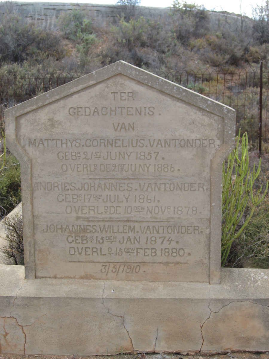 TONDER Matthys Cornelius, van 1857-1886 :: VAN TONDER Andries Johannes 1861-1879 :: VAN TONDER Johannes Willem 1874-1880