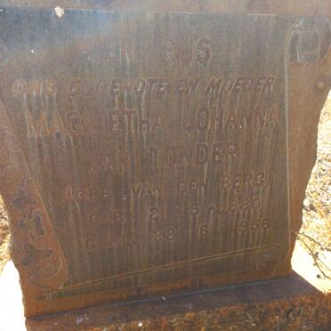 TONDER Magrietha Johanna, van nee VAN DEN BERG 1880-1956