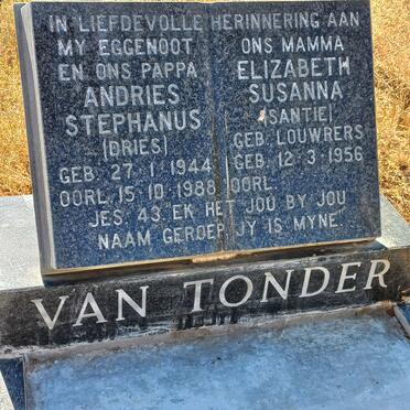 TONDER Andries Stephanus, van 1944-1988 & Elizabeth Susanna LOUWRERS 1956-