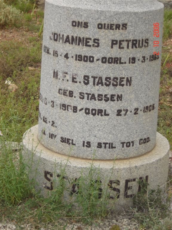 STASSEN Johannes Petrus 1900-1963 & M.F.E. STASSEN 1908-19?5