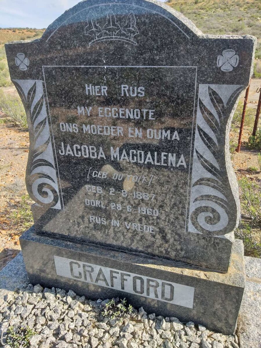 CRAFFORD Jacoba Magdalena nee DU TOIT 1887-1960