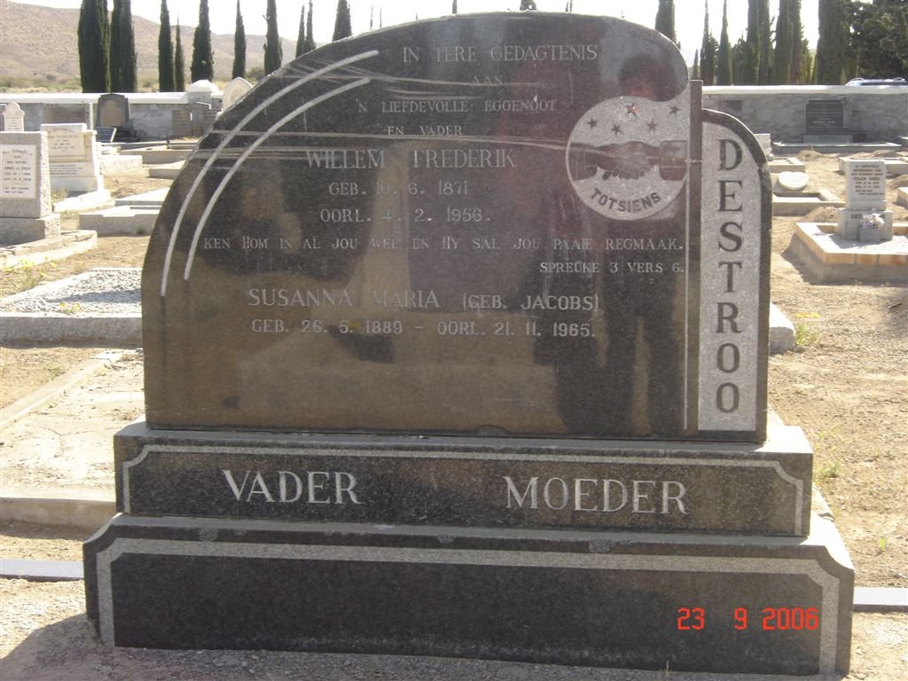 DESTROO Willem Frederik 1871-1956 & Susanna Maria Jacobs 1889-1965