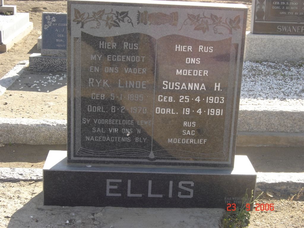 ELLIS Ryk Linde 1895-1970 & Susanna H. 1903-1981