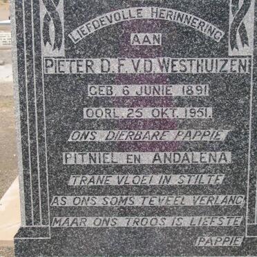 WESTHUIZEN Pieter D.F., v.d. 1891-1951