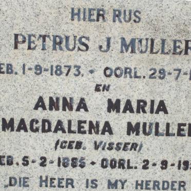 MULLER Petrus J. 1873-1854 &amp; Anna Maria Magdalena VISSER 1885-1958