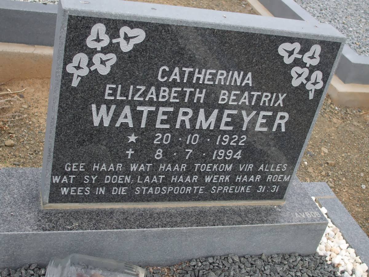 WATERMEYER Catharina Elizabeth Beatrix 1922-1994