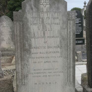 DUCHEN Annette nee ALLSCHWANG -1941