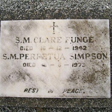 FUNGE Clare -1942 :: SIMPSON Perpetua -1973