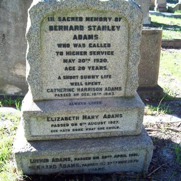 ADAMS Bernard Stanley -1920 :: ADAMS Catherine Harrison -1943