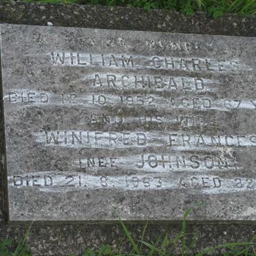 ARCHIBALD William Charles -1952 &amp; Winifred Frances JOHNSON -1953