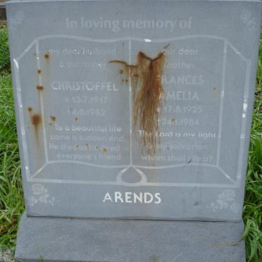 ARENDS Christoffel 1917-1982 &amp; Frances Amelia 1925-1984