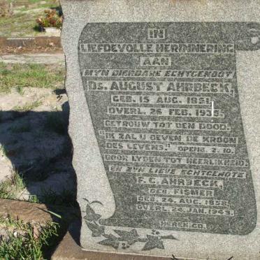 AHRBECK August 1851-1835 &amp; F.C. FISMER 1958-1943