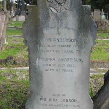 ANDERSON John -1931 &amp; Philippa -1956 :: JUDSON Philippa -1924